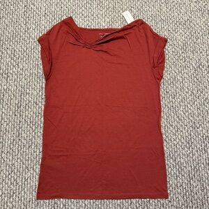 Ann Taylor brick knotted-neck top with short sleeves
